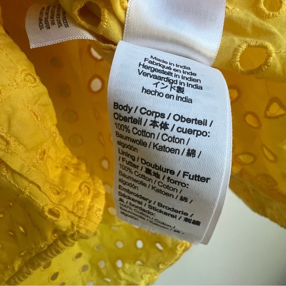 J. CREW Warm Sun Yellow CLASSIC-FIT SHIRT IN EYELET Cotton Button-Up Top 16 - Picture 9 of 15